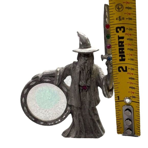 Wizard Pewter Figurine Jeweled Sword By Spoontiques Miniature 3" D&D Mystical - Picture 5 of 5